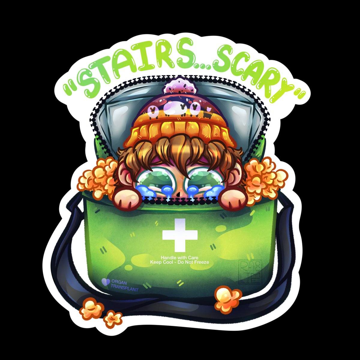 Racc00_'s tweet photo. Bryan and his emotional support popcorn bucket. Just scared cutie potato .
So i hdto make stickers of him.
#ResidentEvil #Bryan #ResidentEvilmovie https://t.co/pTC1s9GYiB