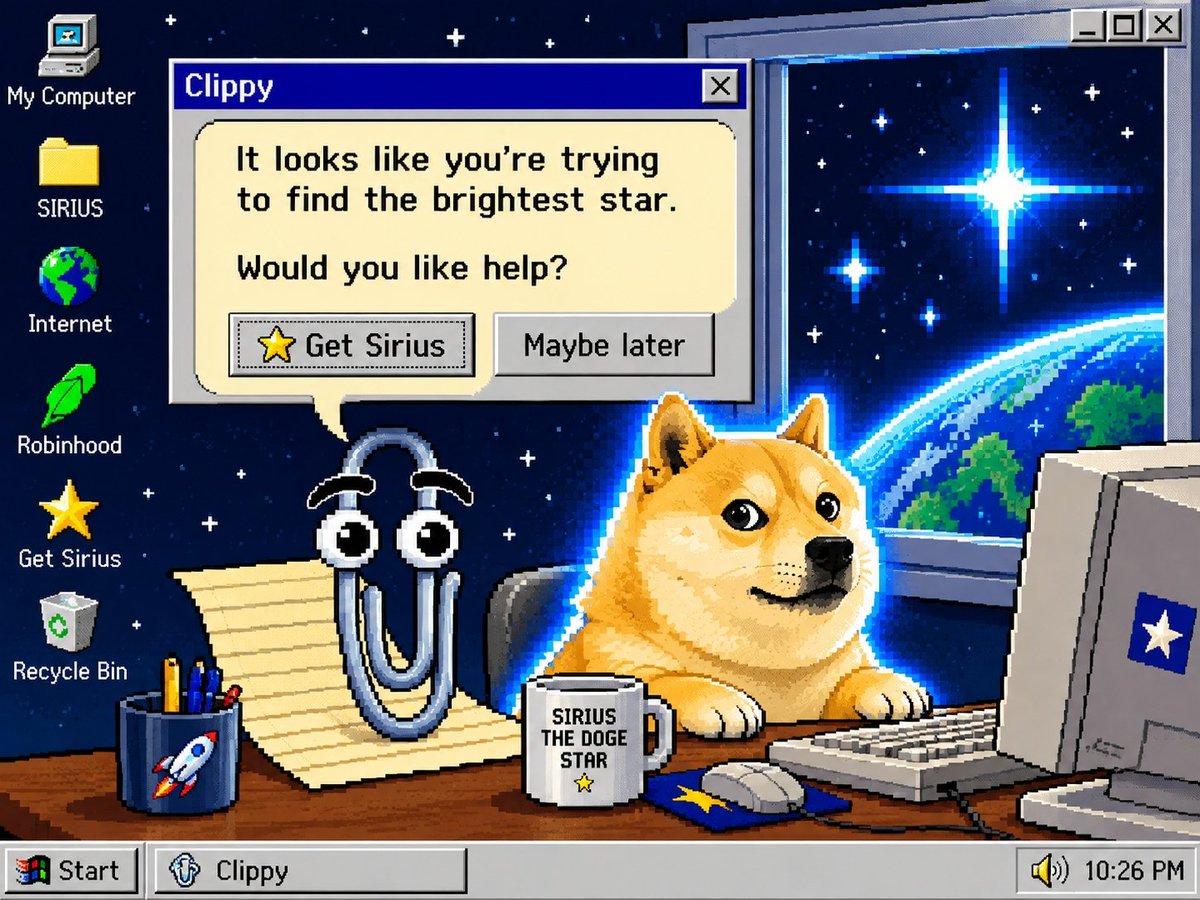 DogestarOnRH's tweet photo. Clippy knows the ticker https://t.co/8YDyntMumk
