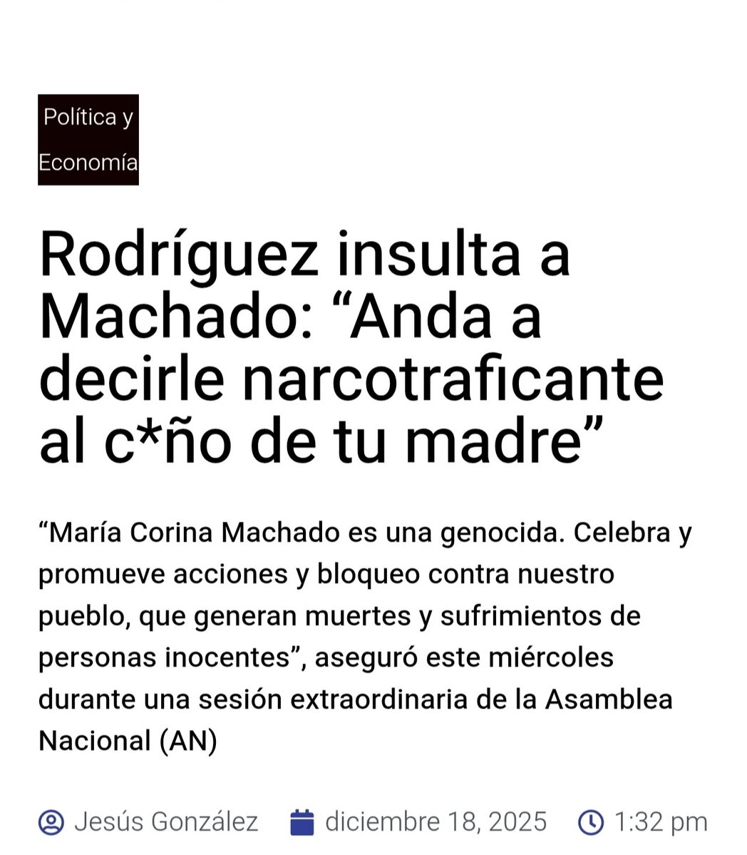 thelmafernandez's tweet photo. ¿Por qué no dijiste lo mismo de Jorge Rodríguez, que insultó a María Corina Machado en plena Asamblea Nacional con el aplauso de ustedes? Ahí sí te quedaste calladito. No te vi amenazándolo con que debería responder ante la justicia cuando haya un Poder Judicial independiente. https://t.co/UpF2Nr5kTS