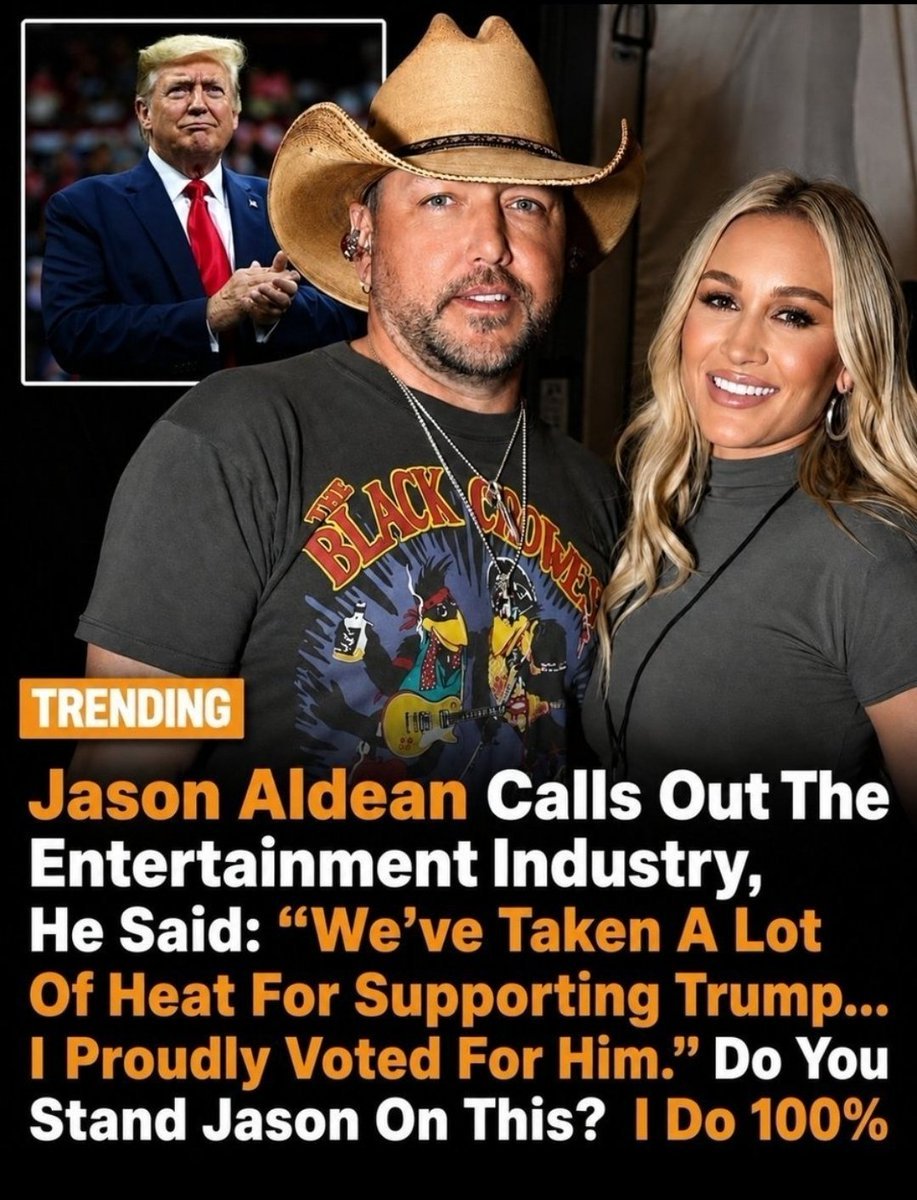 Jolie_Miller09's tweet photo. Jason Aldean said they took a lot of heat for backing Trump, and he proudly voted for him anyway.

Do you stand with him on that? https://t.co/rMHGVXB0sH