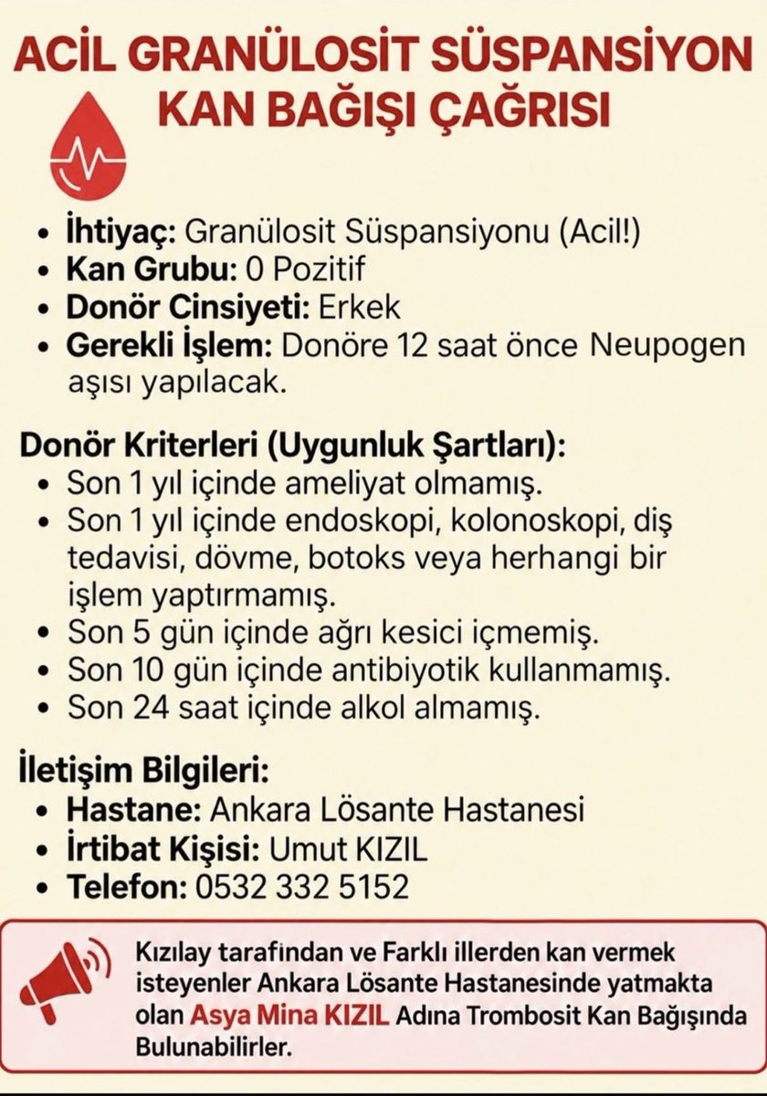 kayamerthasan_'s tweet photo. Ankara’da lösemi olan ve maalesef yoğun bakıma alınan bir hasta için görseldeki nitelikte kan verme imkanları olanların bağışta bulunması ricasıyla. Elden ele yayarsanız sevinirim. https://t.co/ZM5QuIybjS