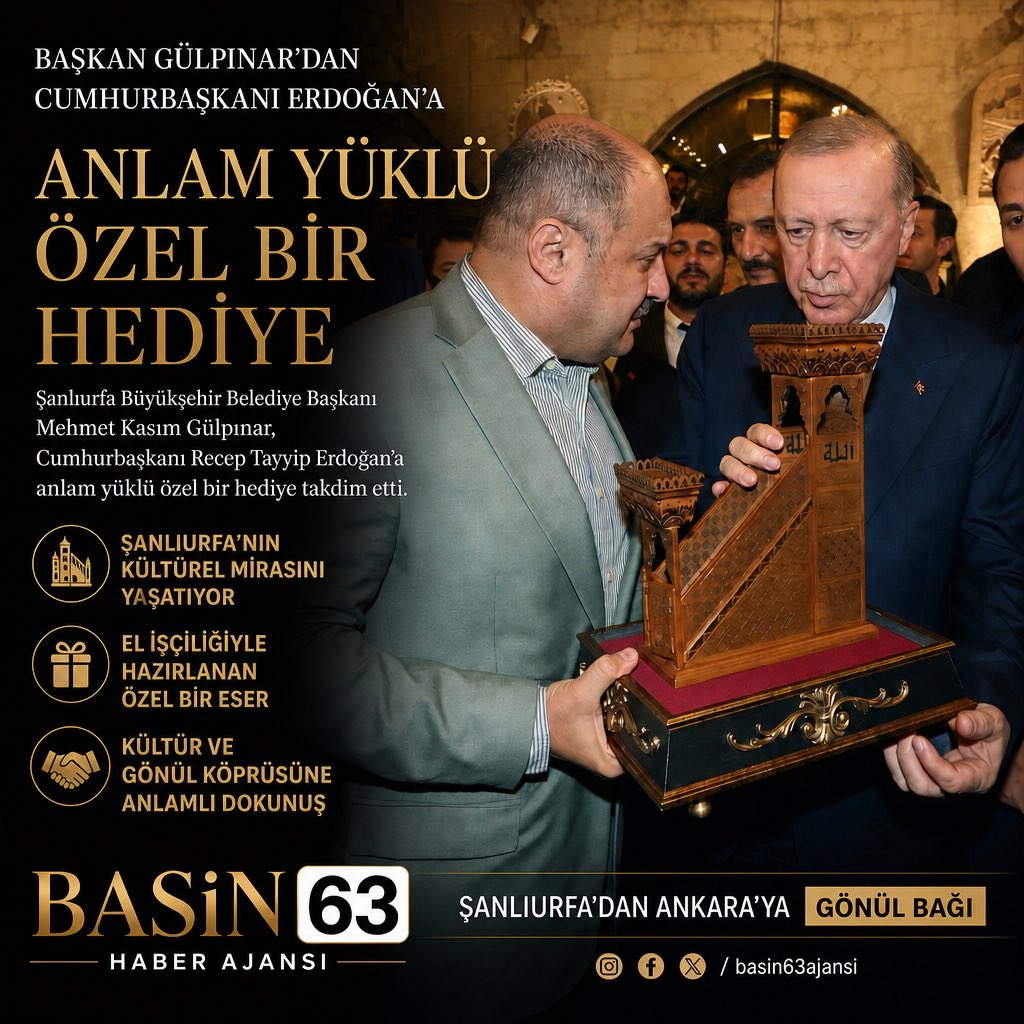 Basin63_com's tweet photo. Şanlıurfa Büyükşehir Belediye başkanı Mehmet Kasım gülpınar’dan cumhurbaşkanı’na anlamlı hediye
@Kasimgulpinarrr @sanliurfabld @TayyarYetim @kasimgulpinarr @resatuzun63 @oge_sami @OgeRemzi @avfurkanboz https://t.co/VowpypYQy6