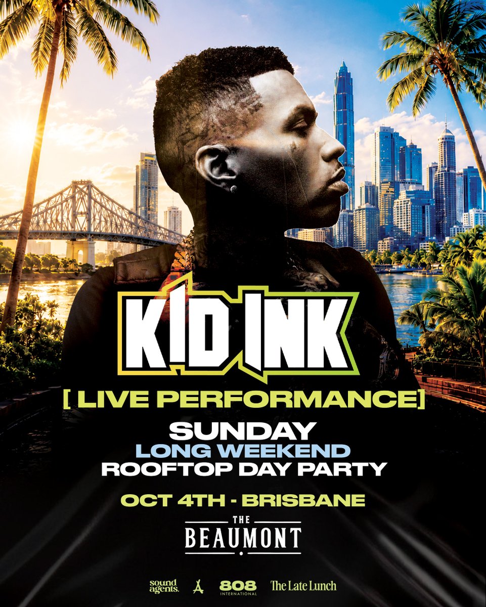 Kid_Ink's tweet photo. Next stop Brisbane (The Beaumont) #Coast2CoastTour 🌊Tickets: https://t.co/GvyyFFVJ8f https://t.co/m1FDIThKkN