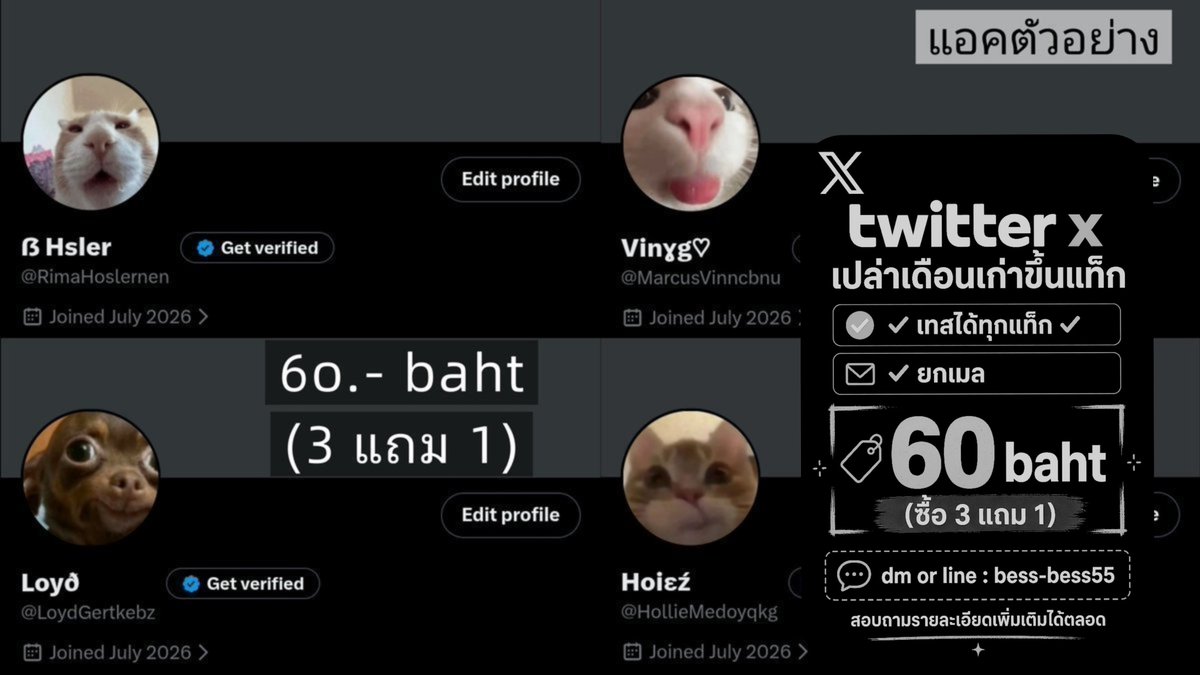 janet43uv8's tweet photo. ❤︎ ทวิตเตอร์ x ขึ้นแท๊ก ♡
₊˚ ⸝⸝  เปล่า เดือนเก่า  
♡ ขึ้น แท็ก เทสได้ ทุก แท็ก

  6o baht
 ( 3 แถม 1 )

💬dm or line: bess-bess55
 https://t.co/LljFyEzzXs
 x #ขายแอคทวิต #ขายทวิต #เทส x https://t.co/Vl1woxYQ06
