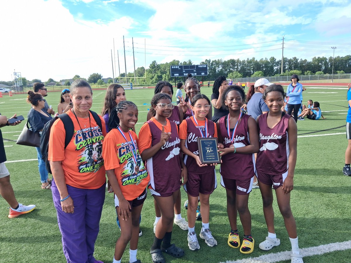 SpringISDAthl's tweet photo. Congratulations to the Claughton 7th grade girls for claiming the district cross country team championship! https://t.co/RH5JSAzTnj