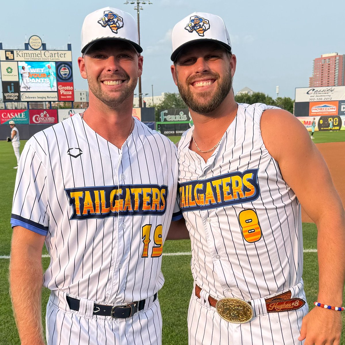 BlueClaws's tweet photo. Good luck to two former Claws, Paxton Thompson and Jonathan Hughes, in the Banana Ball playoffs with the Texas Tailgaters! weekend! 🦀⚾️ https://t.co/mKKnuTAJIn