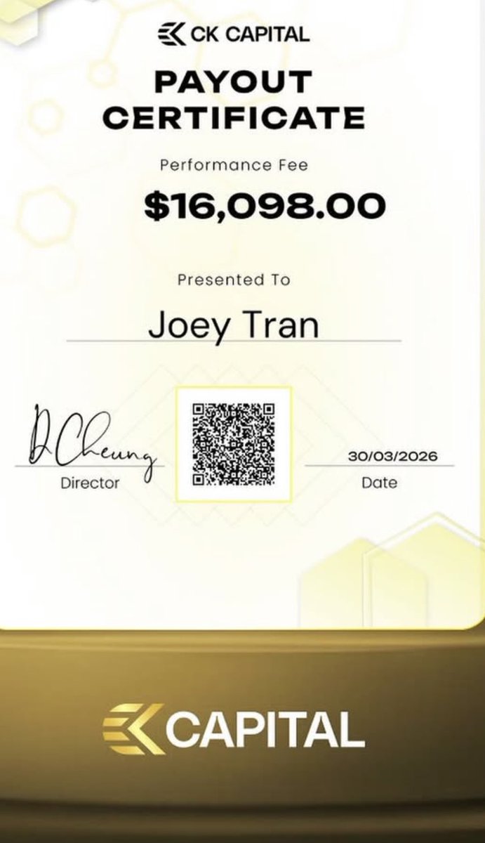 fundedfirms's tweet photo. We tag you Dan 😄 @wannabechamp
You posted fake payouts under the name ‘Joey Tran’ with your prop firm @ckcapitaluk_ 

Watch out! It’s wild out there 🤠 https://t.co/IjsmLIhqro