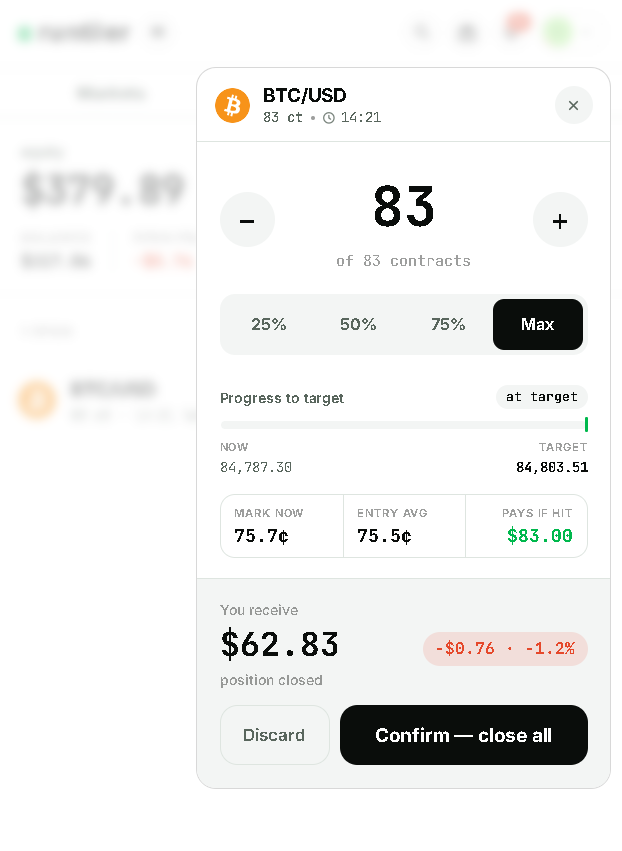 runtiler's tweet photo. price is on the target and the clock still says 14:21

take the 62.83 or let it run for the 83

what do you hit https://t.co/bsVMlqvxci
