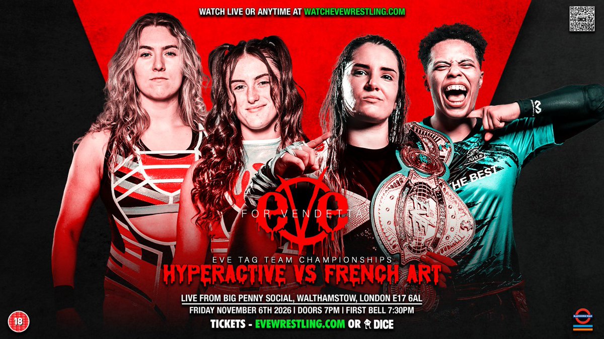 WillOspreay's tweet photo. Massive announcements off the back of @ProWrestlingEVE show last night.

Our main event for our debut in Wolverhampton at The Hanger.

@KLR_KayLeeRay Vs @callmekrisstat for the EVE Championship 

@Skyebyee makes her return being part of the weekend

And Tag Titles are on the line as Hyper Active take on French Art

Whether it’s London or The Midlands we are the best promotion in the U.K. regardless of gender.

https://t.co/SWpFZduXIf