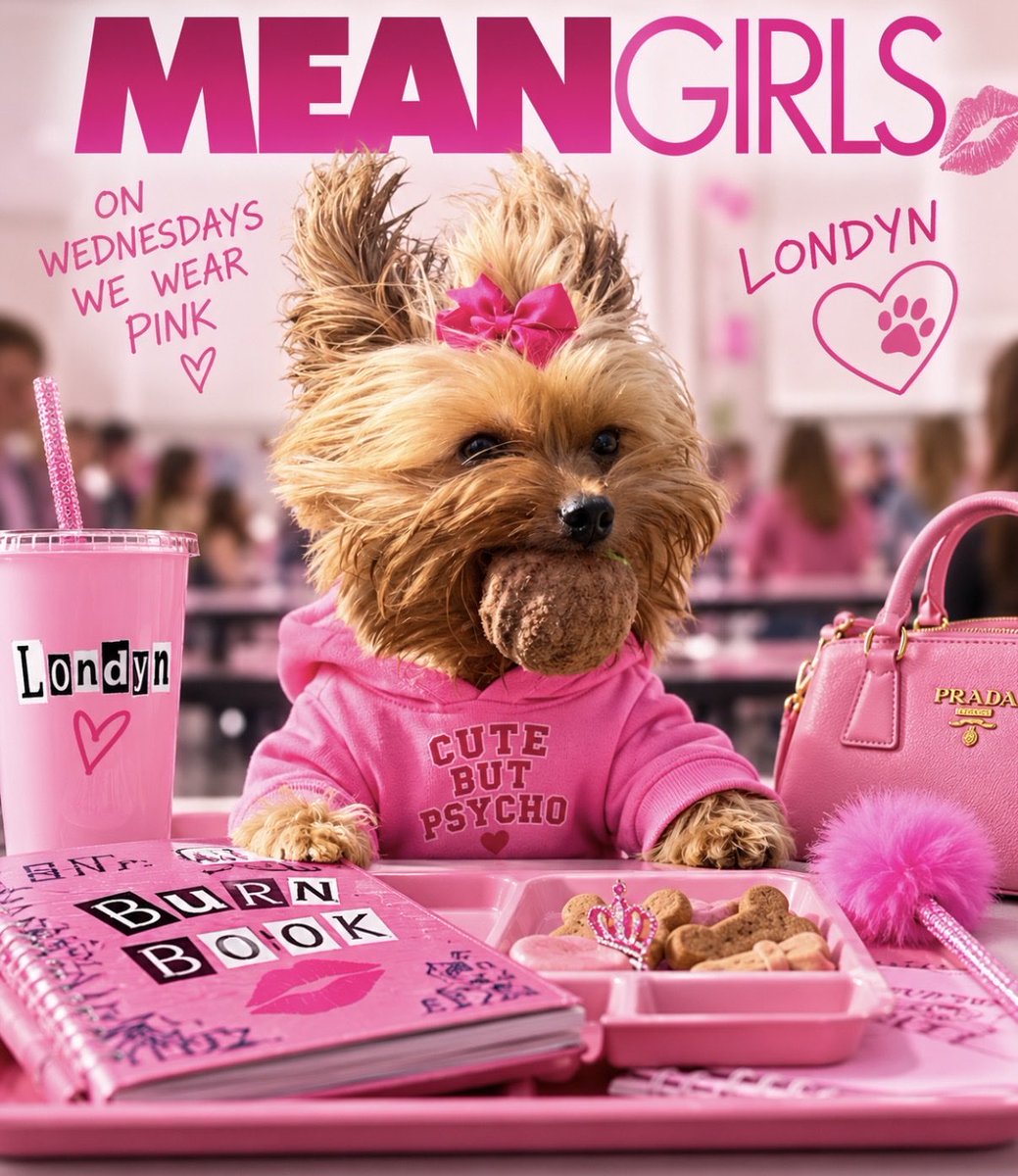 LondynRose1014's tweet photo. Happy Mean Girls Day #meangirls #oct3rd #cute #cutedog #dogs #dogsofx #dogsontwitter #dogsoftwitter #pink https://t.co/iN3wrfPURm