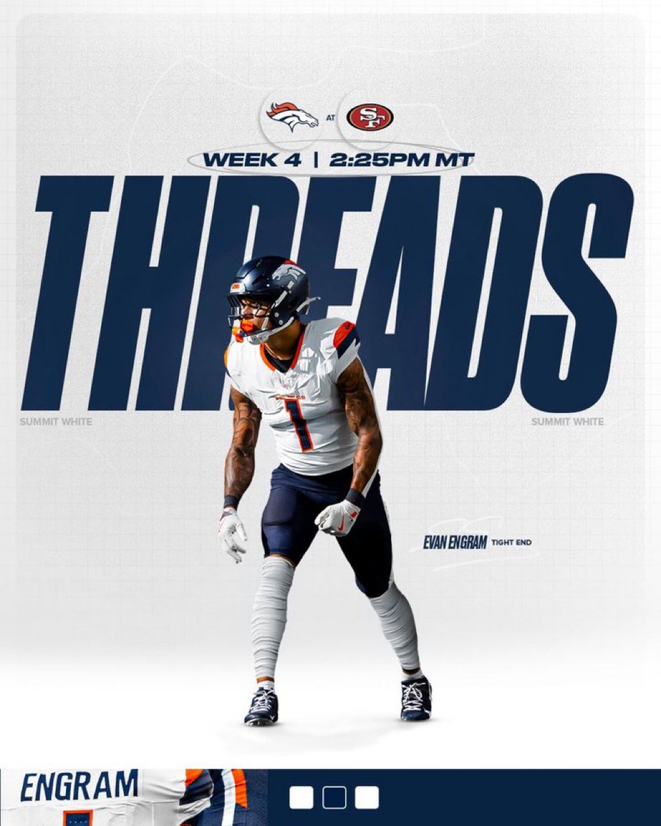 ZacStevens's tweet photo. Broncos wearing blue, white, blue, white vs the 49ers https://t.co/uJXzDT6ZgY