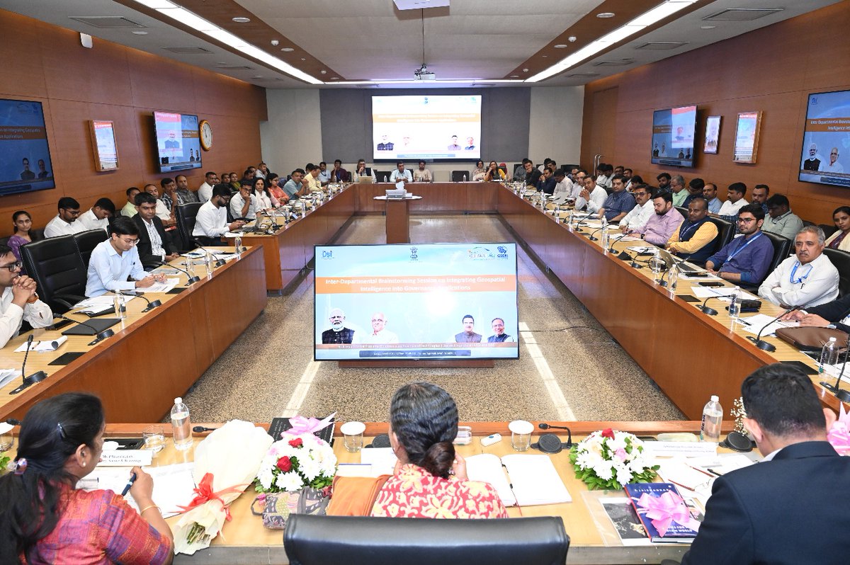 GSEM_DST's tweet photo. The Gujarat State Electronics Mission (GSEM), under the Department of Science & Technology, Government of Gujarat, convened a brainstorming session to identify real-world governance challenges that can be addressed through space-based and geospatial technologies as part of the proposed Space Tech Hackathon at Vibrant Gujarat Global Summit 2027.

The session brought together government departments, domain experts and ecosystem stakeholders to explore innovative applications of satellite data, GIS, AI/ML, IoT and geospatial intelligence across sectors such as agriculture, disaster management, water resources, urban development, infrastructure, environment and land governance.

Through this initiative, Gujarat aims to transform governance challenges into innovation opportunities by connecting departments with startups, innovators and SpaceTech experts to co-create scalable, technology-driven solutions for public service delivery and evidence-based decision-making. The most promising solutions are envisioned to be showcased at VGGS 2027.

@CMOGuj  @sanghaviharsh @dstGujarat @arjunmodhwadia @InfoGujarat @SemiconIndia 
@INSPACeIND 

#VGGS2027 #SpaceTech #GeospatialInnovation #INSPACe #GovernanceInnovation #SatelliteTechnology #DigitalGovernance #AtmanirbharGujarat #FutureReadyGujaratss
