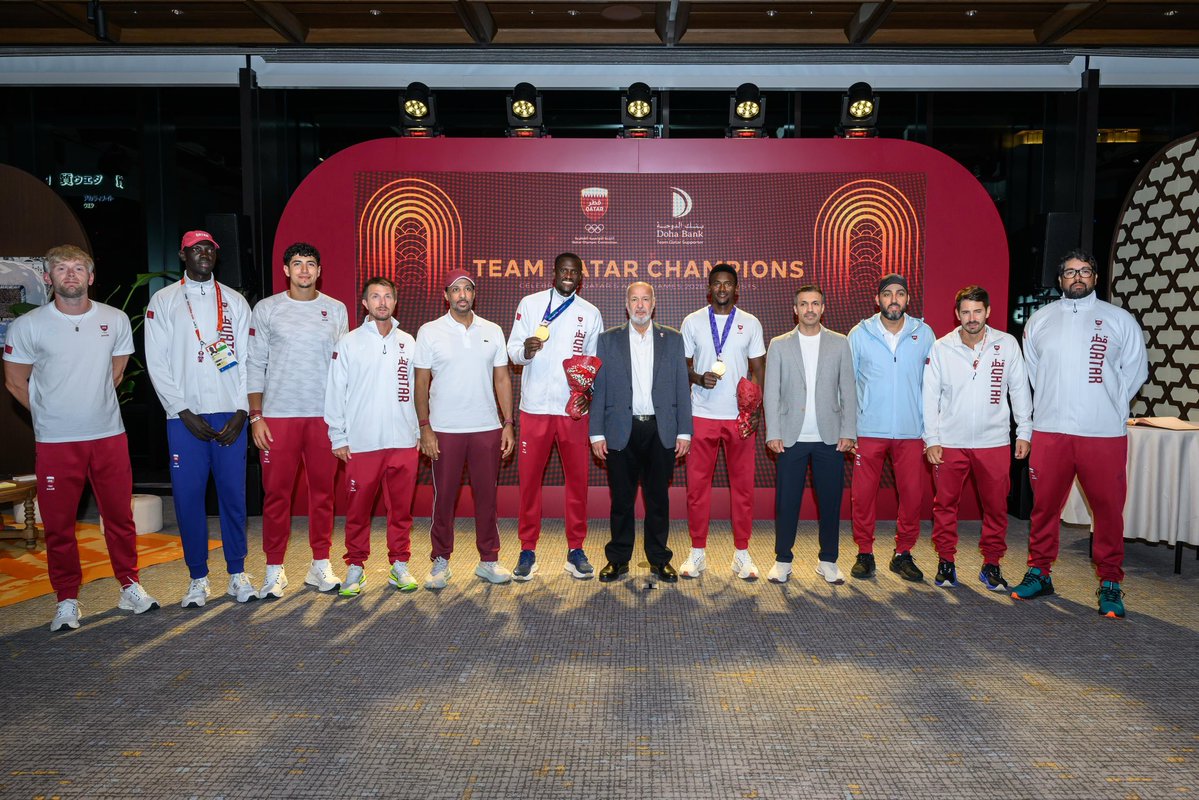 qatar_olympic's tweet photo. في بيت قطر .. تكريم أبطال الأدعم للكرة الطائرة الشاطئية والبادل والمصارعة الرومانية 🥇🥇🥉

At Bayt Qatar, we celebrated Team Qatar’s beach volleyball, padel, and Greco-Roman wrestling champions 🥇🥇🥉

#WeAreTeamQatar
#كلنا_الأدعم
#AichiNagoya2026
#AsianGames2026
#ImagineOneAsia https://t.co/hHfep0EayF