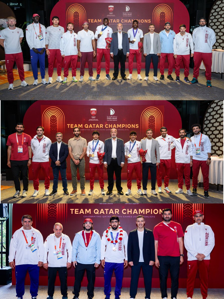 qatar_olympic's tweet photo. في بيت قطر .. تكريم أبطال الأدعم للكرة الطائرة الشاطئية والبادل والمصارعة الرومانية 🥇🥇🥉

At Bayt Qatar, we celebrated Team Qatar’s beach volleyball, padel, and Greco-Roman wrestling champions 🥇🥇🥉

#WeAreTeamQatar
#كلنا_الأدعم
#AichiNagoya2026
#AsianGames2026
#ImagineOneAsia https://t.co/hHfep0EayF