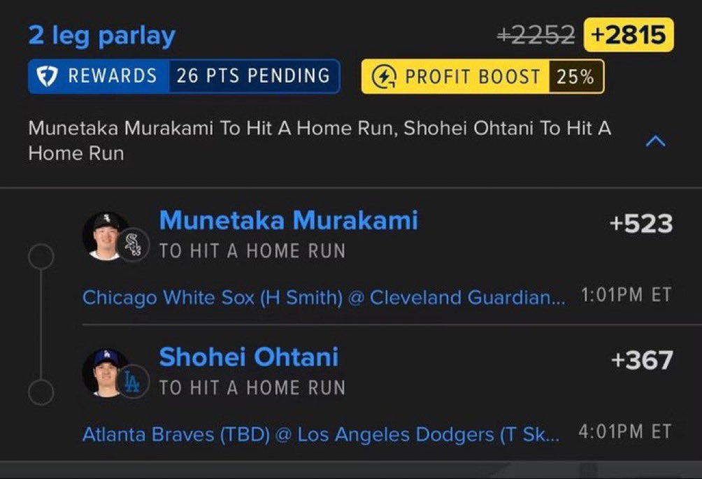 Davisparlay's tweet photo. 🚨🔥 2-LEG HOME RUN PARLAY! 🔥🚨

⚾ Munetaka Murakami — HOME RUN 💣
⚾ Shohei Ohtani — HOME RUN 💣

💰 +2815 ODDS
🚀 25% PROFIT BOOST

TWO SLUGGERS. TWO BOMBS. ONE MASSIVE PAYOUT! 💥💸

🔥 VIP LINK IN THE COMMENTS 👇

#MLB #MLBPicks #HomeRunPicks #ShoheiOhtani #MunetakaMurakami #FanDuel #SportsBetting #ParlayPicks #MLBBetting #DavisParlay #BettingTwitter