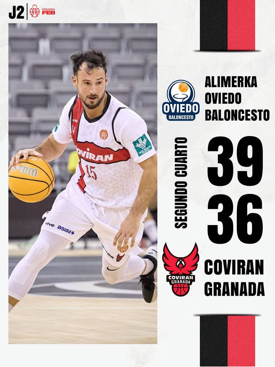 CoviranGranada's tweet photo. 2Q || Descanso.

🆚 @oviedocb 39.
❤️ Coviran Granada 36.
🏆 Primera FEB.
📍 Oviedo.
📺 https://t.co/cImMZ3sUwX

#ContigoFundación https://t.co/WYcqKzyOkf