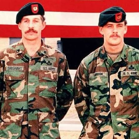 RDog861's tweet photo. On October 3, 1993, SFC Shughart and MSgt. Gordon were flying as snipers aboard Super 62 during the Battle of Mogadishu.  After Super 61 was shot down away from the main forces, these two asked 3x for permission to go to the downed crews assistance.  They repeatedly asked despite knowing that there was no help coming.

Permission was finally given and they ran to the crash scene fighting the Somali forces along the way.  The pulled  CW3 Michael Durant from the wreckage and began defending the scene. Eventually MSgt. Gordon was killed and Shughart  continued to defend Durant until he too was killed. The infamous line "Gordy's gone man, I'll be outside" was uttered by Shughart to Duran.

They both posthumously received the Medal of Honor, the first such awards since the Vietnam War. 

Remember them today!