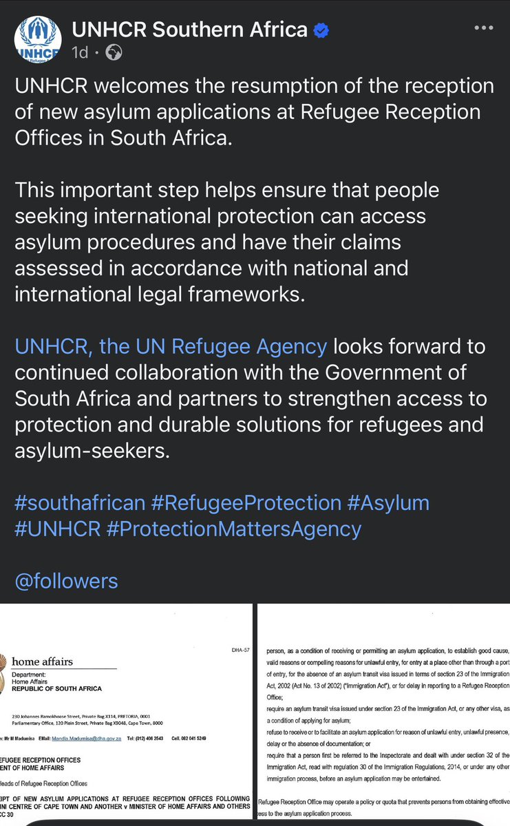 JacintaNgobese's tweet photo. A country run by the United Nations because the government has no backbone!! Now they are going to register illegal immigrants as refugees and asylum seekers starting on Monday‼️‼️‼️🤦🏼‍♀️ https://t.co/0ZwEfWFIKK