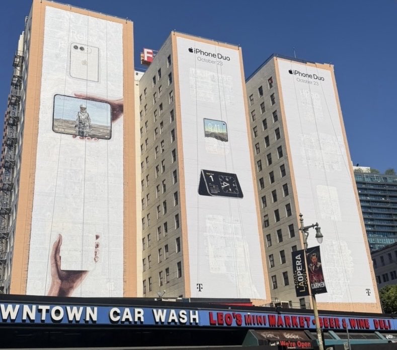 TheGalox_'s tweet photo. The iPhone Duo mural in LA is already being taken down. The phone doesn’t open pre-orders for another 2 weeks

GTA VI artwork is expected to take its place

From @OFF_TIVGO https://t.co/ajgbeMNZk5