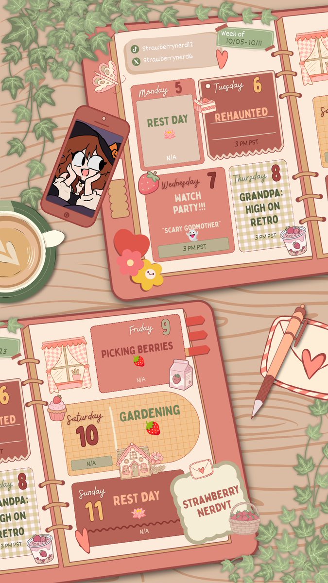 Strawberrynerd6's tweet photo. 👻🍓 Another Spooktober week in Berry’s Patch!

👻 Tues 3PM — ReHaunted
🍿 Wed 3PM — Scary Godmother Watch Party!
👴 Thurs 3PM — Grampa: High on Retro

See you Tuesday, Seedlings! 🌱🐰💕

#VTuber #Spooktober #Twitch https://t.co/jNGqPuXmRn