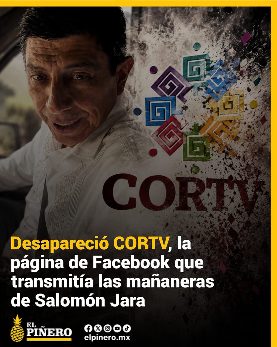 ELPINERO's tweet photo. #RELEVANTE🗣️🆕 #Oaxaca: Desapareció #CORTV, la página de Facebook que transmitía las "mañaneras" de @Salomonj
➡️ La corporación es dirigida por @VaniaBautistaC, quien ha sido acusada por uso indebido de recursos públicos y promoción personalizada a través de contenidos difundidos.
https://t.co/mrOvRdIOrM