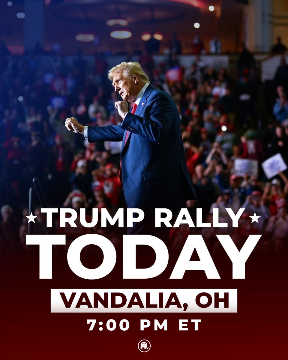 Republicans's tweet photo. 🚨 OHIO

President Trump is in Vandalia TODAY!

Secure your spot ➡️https://t.co/8hjNW5G7hC https://t.co/5T0FaHigWR