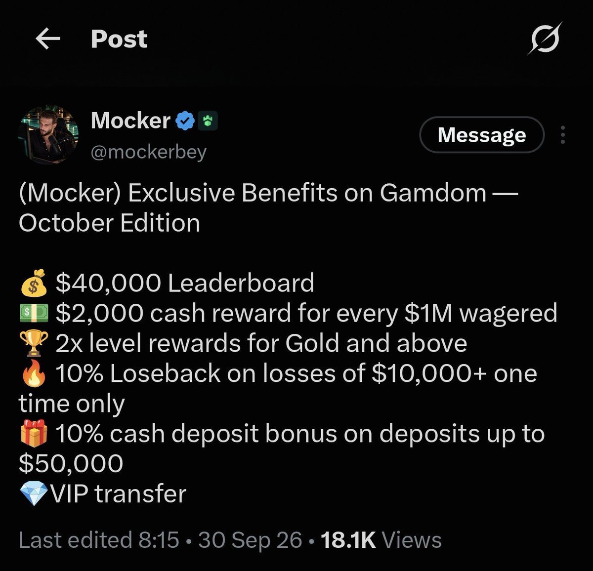 Timkha12's tweet photo. It’s clear enough,I lost $15k last month and had a total wager volume of $1M. The deal was $2,000 cash for every $1M wagered plus $1,500 for the 10% loss back—yet they only managed to pay out the $2,000. It’s embarrassing. @mockerbey 

CC @stevewilldoit @kingadukes @TheGoobr https://t.co/FEymqFmwq1