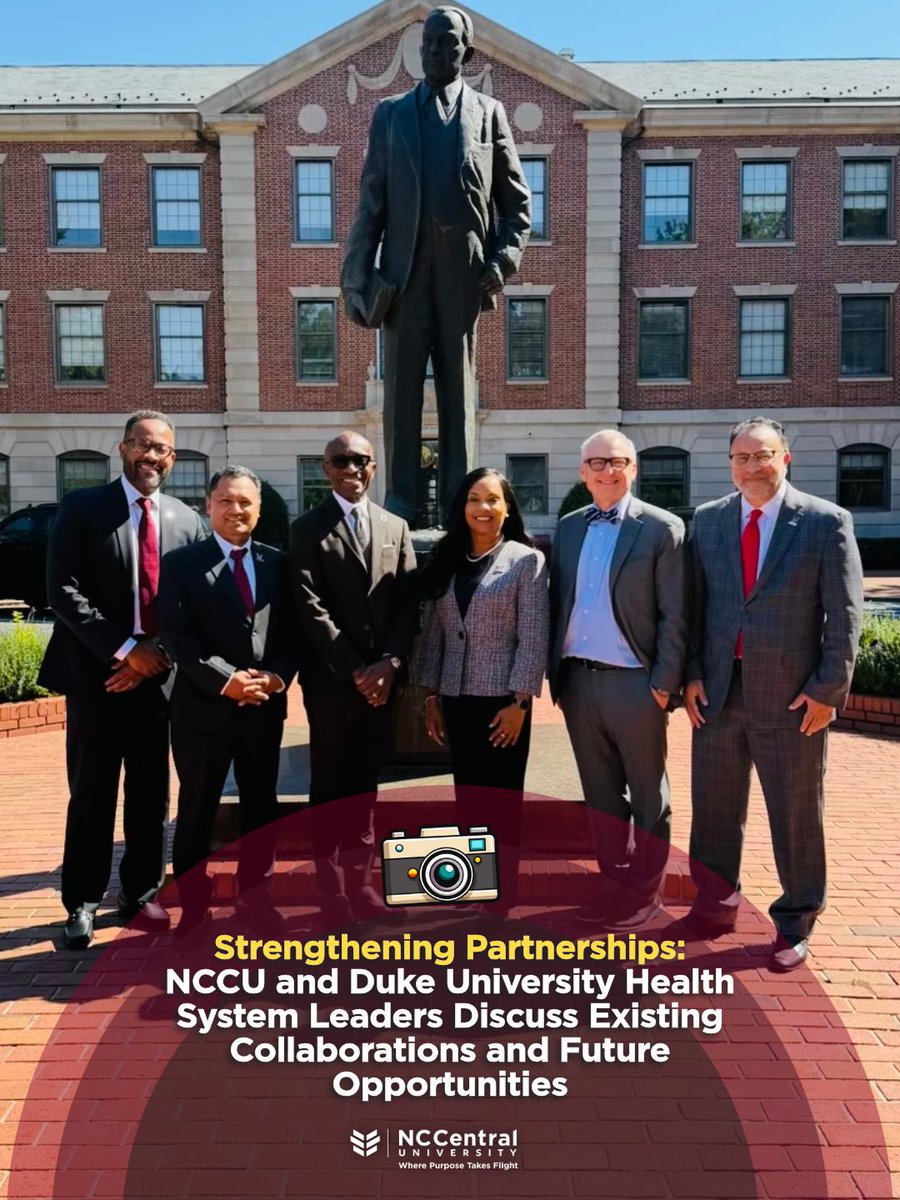 NCCU's tweet photo. #NCCUCommunityPartnerships | Chancellor Dixon and NCCU leaders welcomed Duke Health leaders to campus to discuss existing collaborations and opportunities to strengthen partnerships in research, health education and community impact.

#WeAreNCCU | @EagleInChief13 @DukeHealth https://t.co/aJ0NYXdCSP
