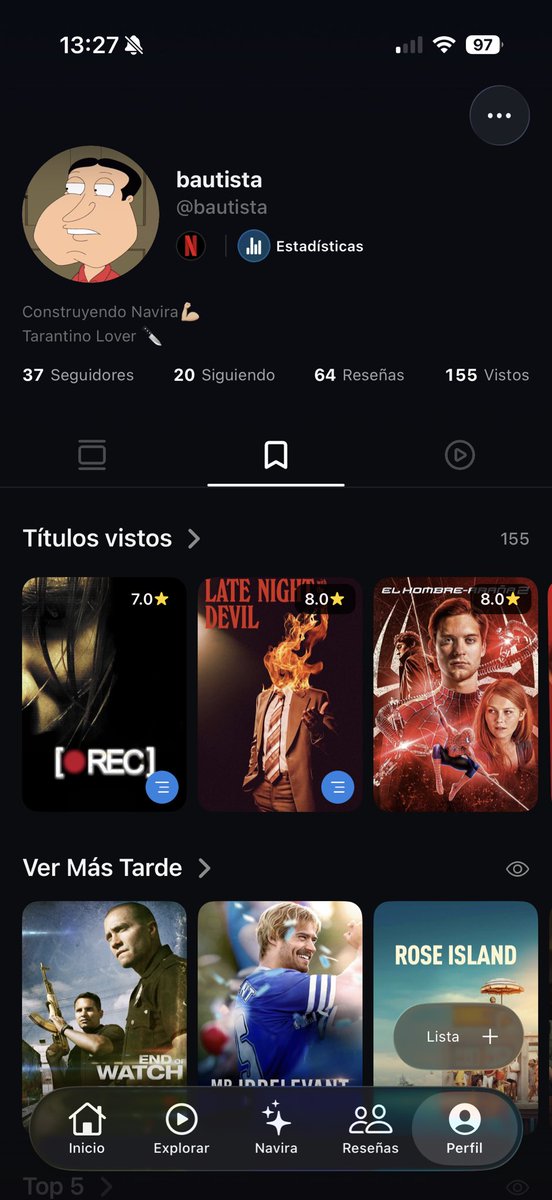 Baulopezarok's tweet photo. El “no hay nada para ver” te mandó a dormir temprano y depre más de una vez.

Hace 4 meses lancé con mi hermano NAVIRA, te recomienda pelis y series, te dice dónde verla, que están viendo tus amigos, en qué episodio dejaste una serie 

100% gratis y sin ads https://t.co/itkaiNvv4T