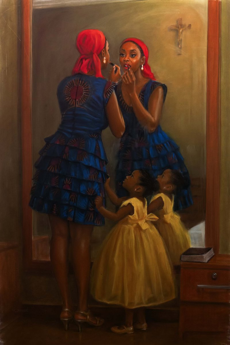 NnadiArts1's tweet photo. To the 1% who stopped to look: I painted my wife and daughter in my own way. https://t.co/hS5lkOarEw