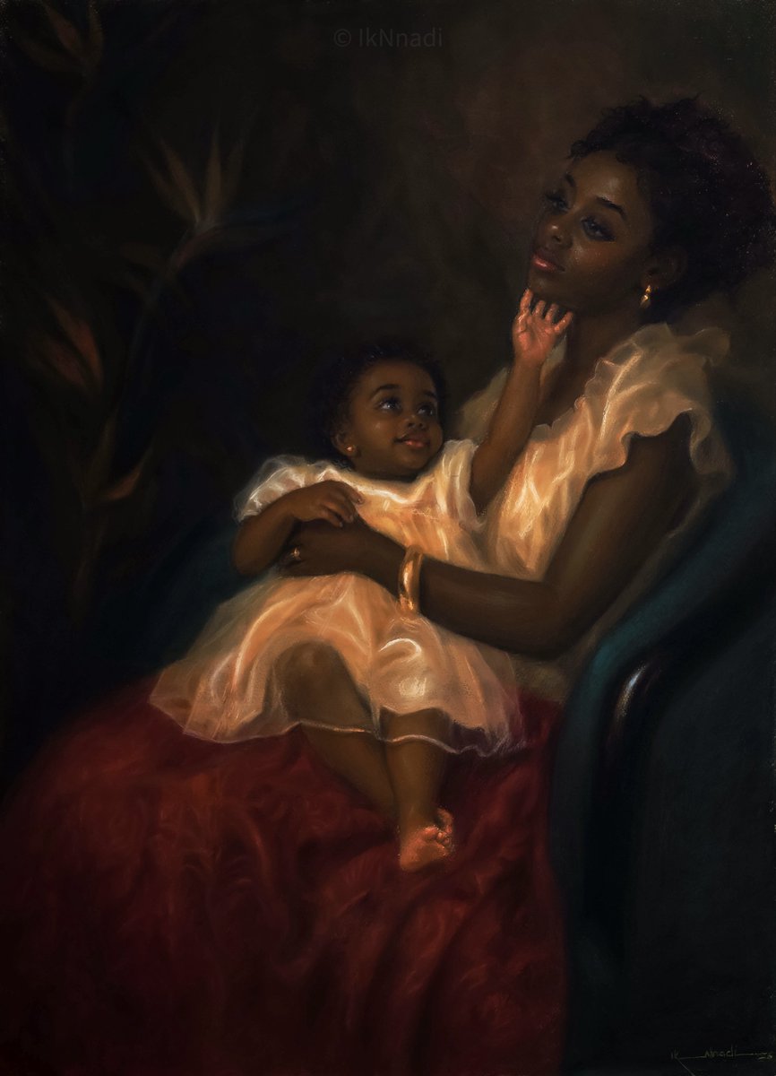 NnadiArts1's tweet photo. To the 1% who stopped to look: I painted my wife and daughter in my own way. https://t.co/hS5lkOarEw