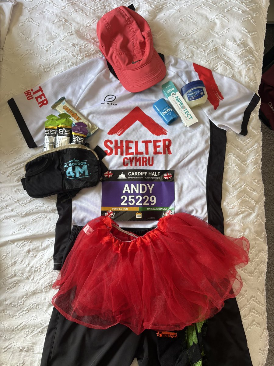 AWeltch's tweet photo. Tutu time!
Getting everything ready for my Cardiff Half Marathon tomorrow in aid of @ShelterCymru
#oldmanrunning #cardiffhalf https://t.co/DuHuwKSiac