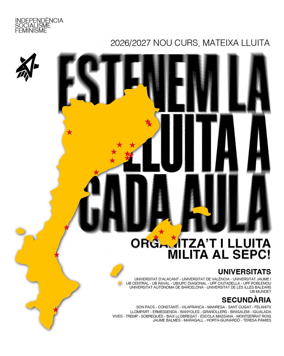 SEPC_nacional's tweet photo. Les estudiants estenem la lluita a les aules arreu dels Països Catalans 🔥

Des de cada centre, teixim alternatives per construir una educació popular. feminista i catalana. Perquè només organitzant-nos a cada aula, podrem generar contrapoder popular! ✊ https://t.co/OzsHbStX6n