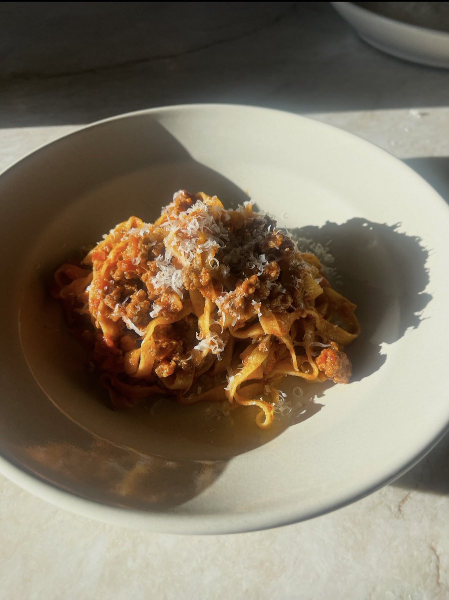 dickc's tweet photo. Elk and Wild Boar Bolognese 
(using marcella hazan’s bolognese recipe) https://t.co/c8d9mw1Guw