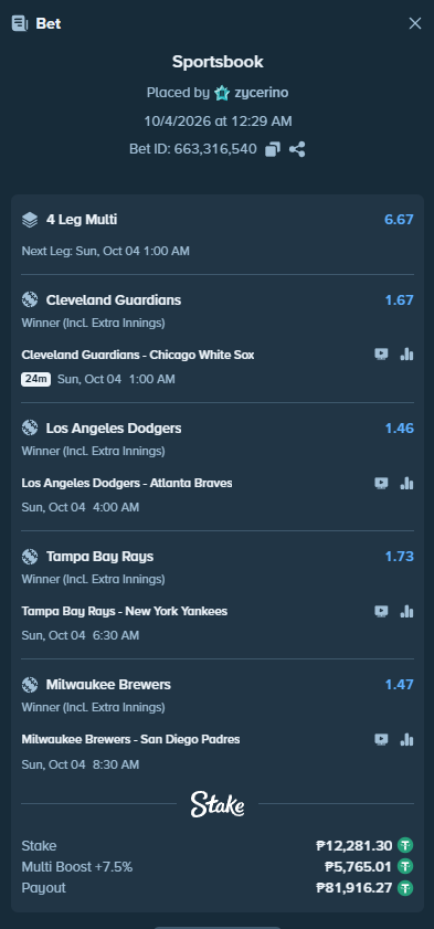 Zycerino's tweet photo. W @Stake for that Multi Boost 🔥

IF WE CASH any bet slip here, I'll be giving away $100 CAD!

🎁 $100 CAD Giveaway ($20 × 5 winners)
✅ Like + RT + Follow @Zycerino
💬 Drop your Stake usernames

⏳ ROLLING ONLY IF WE CASH ANY OF THIS SLIP! https://t.co/inRHelbl9D