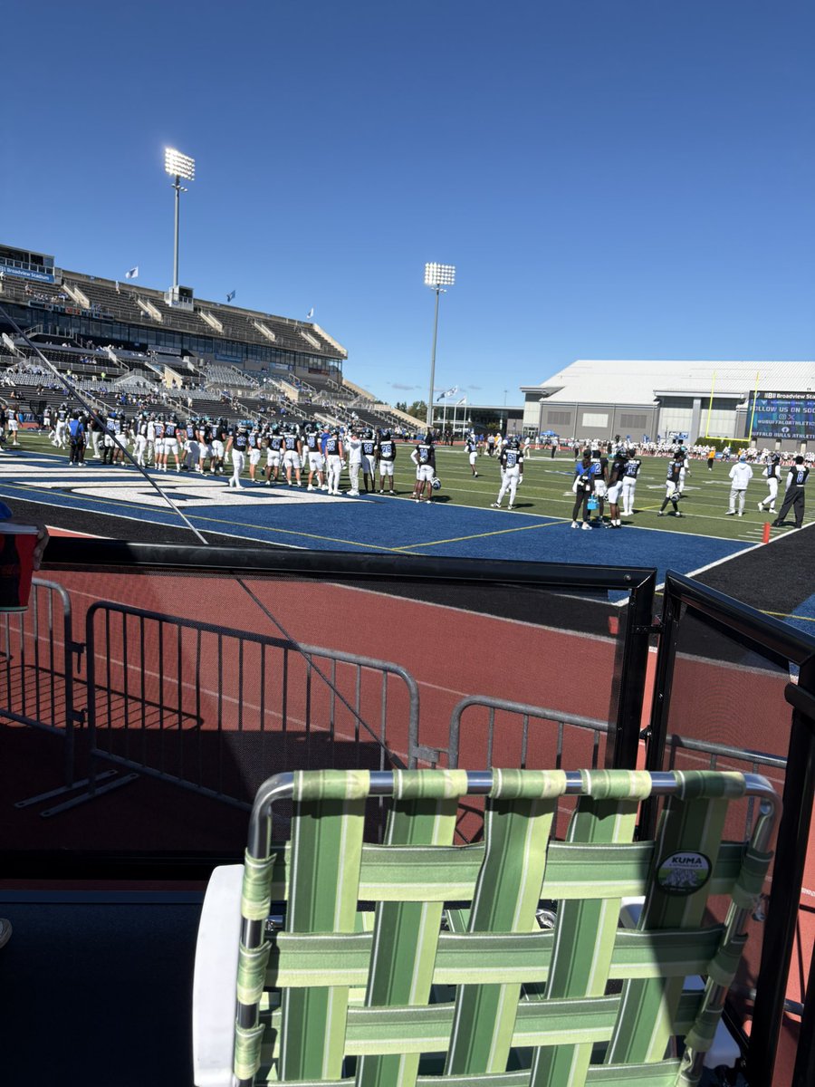 ForcedFumbleU's tweet photo. Trackmen are reporting live from the camper at Broadview stadium. Doesn’t get much better than this folks. Nothing like a couple labatts, catching extra points, and getting a quick 100 meters in while watching some #MACtion. Time to #PackTheTrack https://t.co/59cUhqIS4C