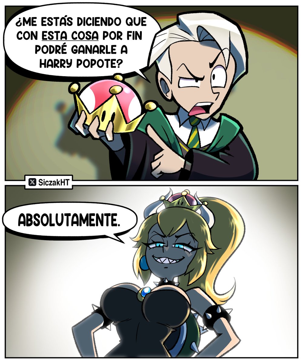 SiczakHT's tweet photo. Por lo que veo, la super corona sigue cobrando nuevas víctimas 👑

#malfoid #malfoyd #femdraco #femaleMalfoy #genderbend #harrypotter #bowsette #supercrown https://t.co/exftWXqwi8