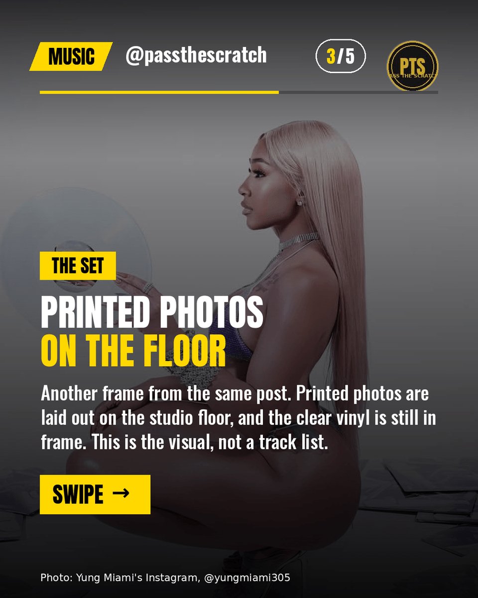 cryptonewb_e's tweet photo. Yung Miami posted a studio visual for F You. Clear vinyl, printed photos, on Instagram @yungmiami305.
Not a release date, a feature list, or a chart spot.
#YungMiami #PassTheScratch https://t.co/O1slzCMt1c