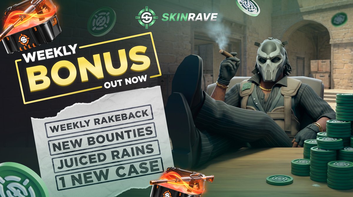 skinravegg's tweet photo. WEEKLY BONUS IS LIVE 🚨

🔓 Weekly Rakeback ready to claim
🔥 1 New Case
🎯 New Bounties
🌧️ 6,000T Rain

🎁 Promos: “WEEKLY” “RAKEBACK” “BONUS”

https://t.co/f2fNacdcWZ https://t.co/48UQyeD2zY
