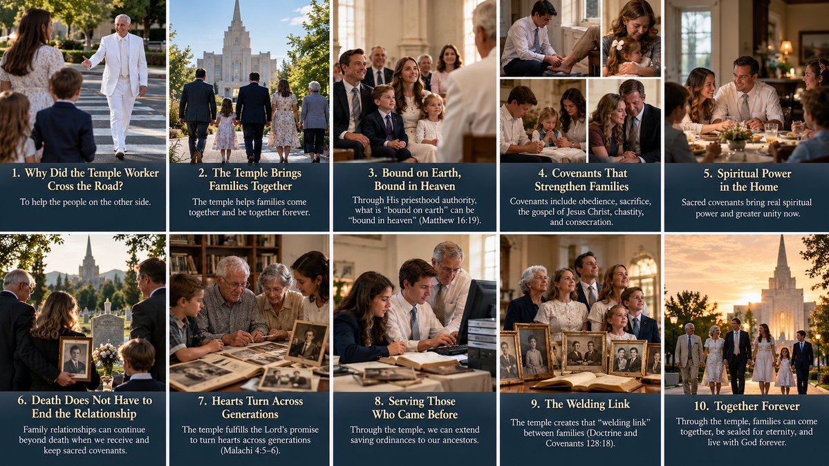 FamilyConf's tweet photo. #ElderGong asked: Why did the temple worker cross the road? “To help the people on the other side.” The temple helps families come together and be together forever.
Doctrinal promises include:
#GeneralConference
https://t.co/eMBlZl47DH https://t.co/KaiBpmFRFW
