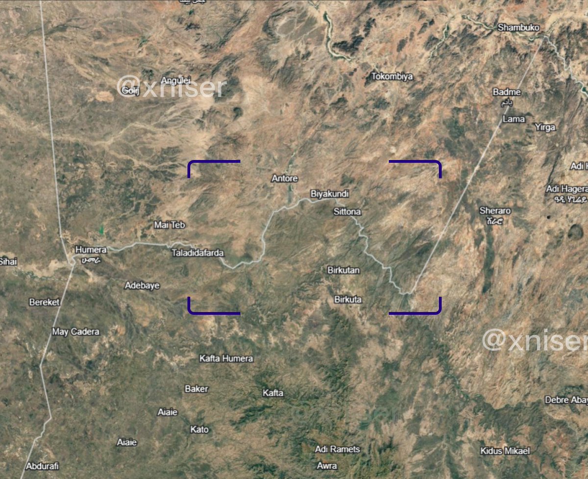 xniser's tweet photo. ALARMING 🚨: Fire anomalies detected by NASA FIRMS west of Shiraro along the #Ethiopia–#Eritrea border river axis and in Welkait. 

This coincides with reports of heavy #ENDF drone strikes targeting TPLF positions in the sector. 

📍14°24'29.56"N 37°19'46.02"E

#OSINT #Tigray https://t.co/Azu2JzEBLV