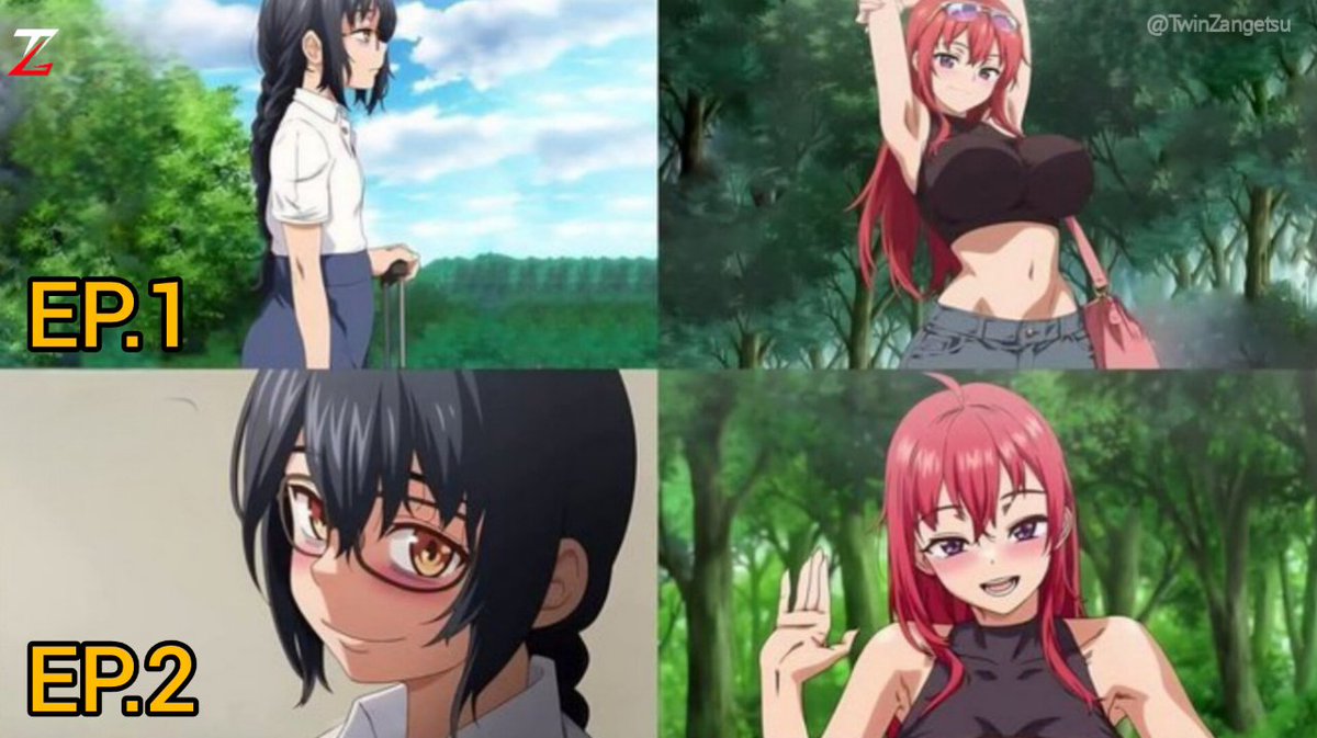 TwinZangetsu's tweet photo. EP.1:She seems pretty normal.
EP.2:so THAT’S the type of anime this is. https://t.co/kDItJRRRss