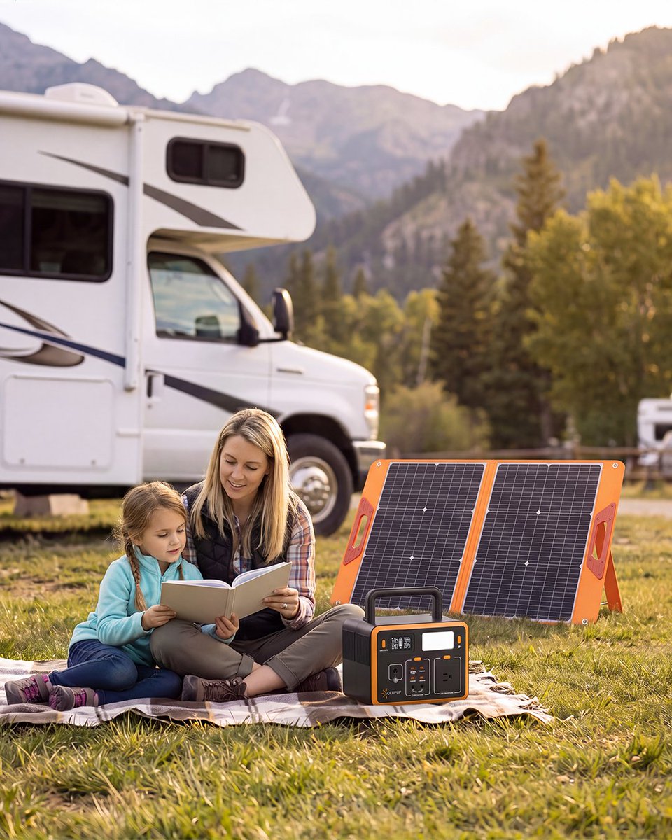 Solupup_global's tweet photo. Together outside.
Sun does the charging. ☀️

SOLUPUP C300 power station + 100W solar panel
keeps the whole family powered —
morning coffee to campfire lights. 🏕️

#SOLUPUP #FamilyCamping #CampVibes #OffGrid https://t.co/YsjSOU1zM1