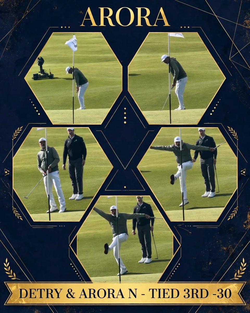 TOURMISS's tweet photo. …and watch  this 🔥 @nikesharora  nailed the move on 18 hole today almost in ⛳️👏👏 Bravo a tout les 2 team @tomdetry  @dunhilllinks https://t.co/GjRJIbloix