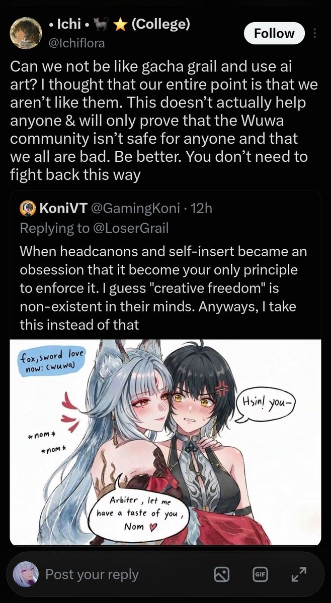 dailyggstrays's tweet photo. This literally got me laughing so hard 🤣🤣

AI has permanently mindfucked the brains of people and now this topic has gotten them infighting because of the dude actually supporting AI

0 days https://t.co/79QlSVU10G