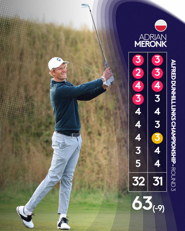 TOURMISS's tweet photo. SO HOW HOT WAS YOUR PUTTER @AdrianMeronk ? ...

'Hot, very hot' says the champion #Poland @livgolf_league golfer in posting a 🔥 63 @KingsbarnsGL 👏💪

Meronk sharing second place at 16-under and just two back of the lead 

Read:  https://t.co/6MkVomZpeK

📷 DPWT

✅ @TOURMISS 
✅