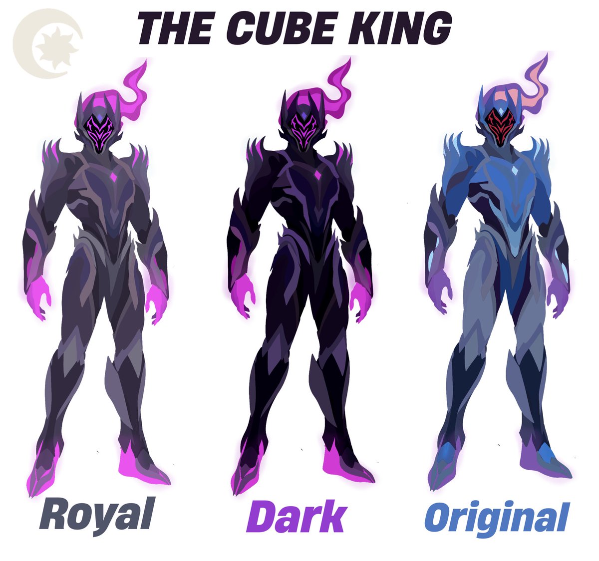 AlignedEclipse's tweet photo. I’m very happy with the cube king design, I thought I’d remake the design entirely as I hate drawing the official one lol https://t.co/U42t9ahwvo