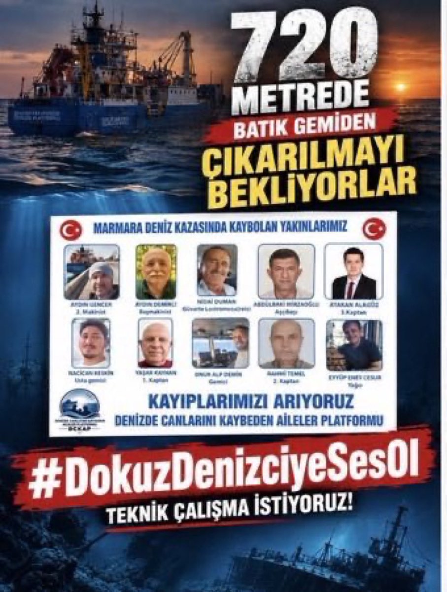 YankiBagcioglu's tweet photo. Ailelerin bekleyişine sessiz kalmayalım. 9 denizcimize ulaşılması için uzmanların uygulanabilir gördüğü bütün teknik seçenekler değerlendirilsin. #DokuzDenizciyeSesOl @UABakanligi @a_uraloglu https://t.co/h3tuqM9pmu