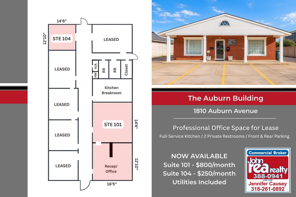 Causey66's tweet photo. NEW LISTING! Looking for a professional office space that is easy for clients to find and convenient for your workday? Take a look at The Auburn Building! #callcausey #commercialrealestate #johnrearealty #loveyourcommunity https://t.co/iWbg9iwiUC