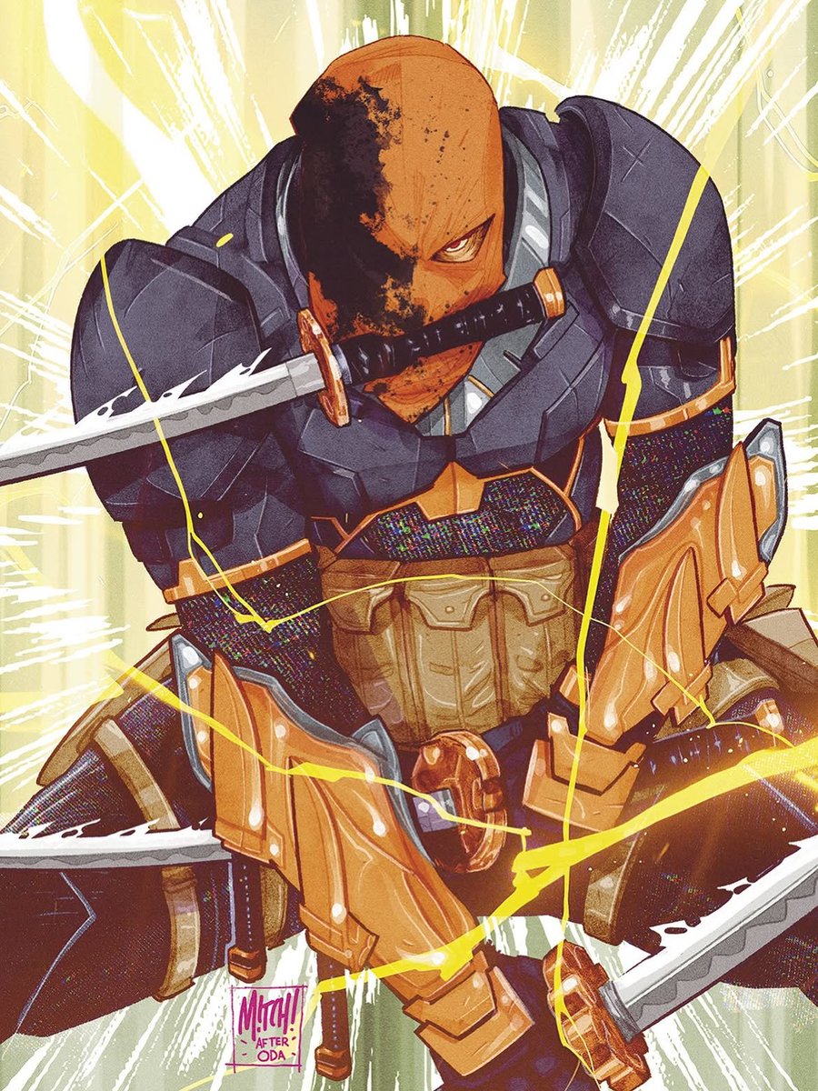 pewpiece's tweet photo. DC artist Mitch Gerads shared an unused Deathstroke cover inspired by Zoro’s Three-Sword Style from ONE PIECE. https://t.co/BIvmFJNklx